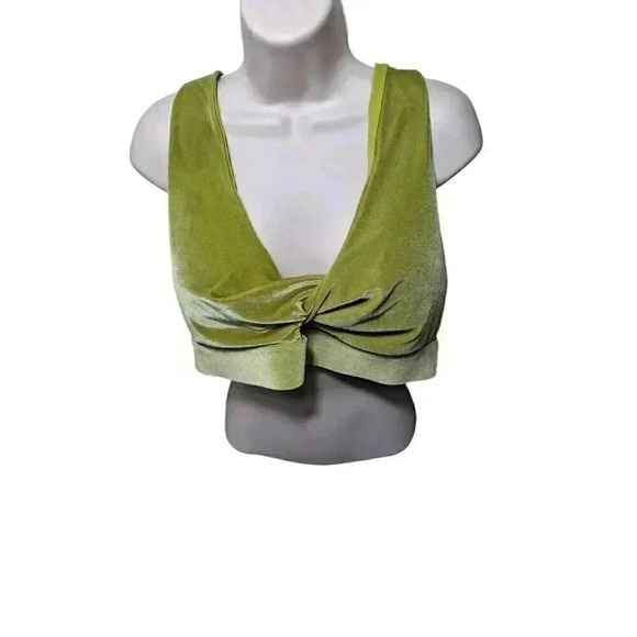 Fabletics Women’s Sports Bra Sz 2X Green Oasis Twist Front Velour GUC 😊 - Picture 5 of 8